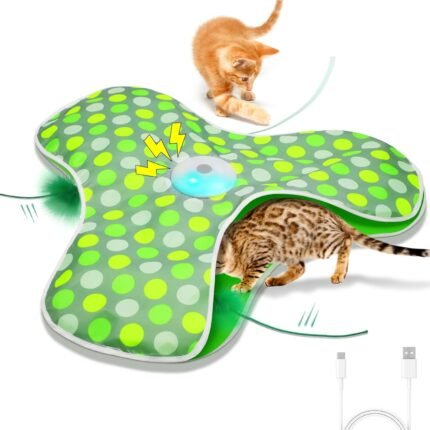 Juguetes interactivos para gatos recargables, moviendo plumas ocultas, chirriante de ratón real, juguete activado por tacto, juguetes de ejercicio para gatos adultos aburridos en interiores
