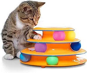 Catstages Tower of Tracks – Juguete de pista de 3 niveles con 6 pelotas