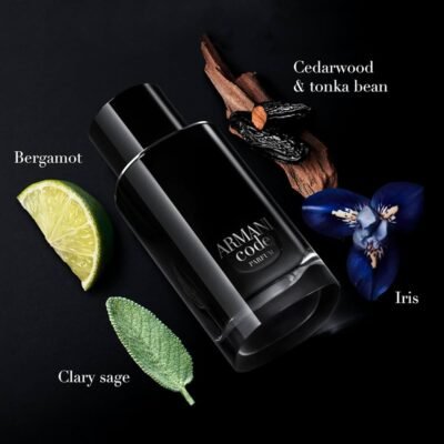 Armani Code Parfum 125Ml, fragancia para hombre en packshot sobre fondo blanco