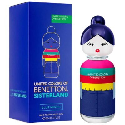Benetton Sisterland Blue Neroli EDT 80 ml Lady sobre fondo blanco