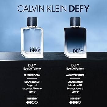 Calvin Klein Defy 100Ml Edt Hombre en frasco sobre fondo blanco