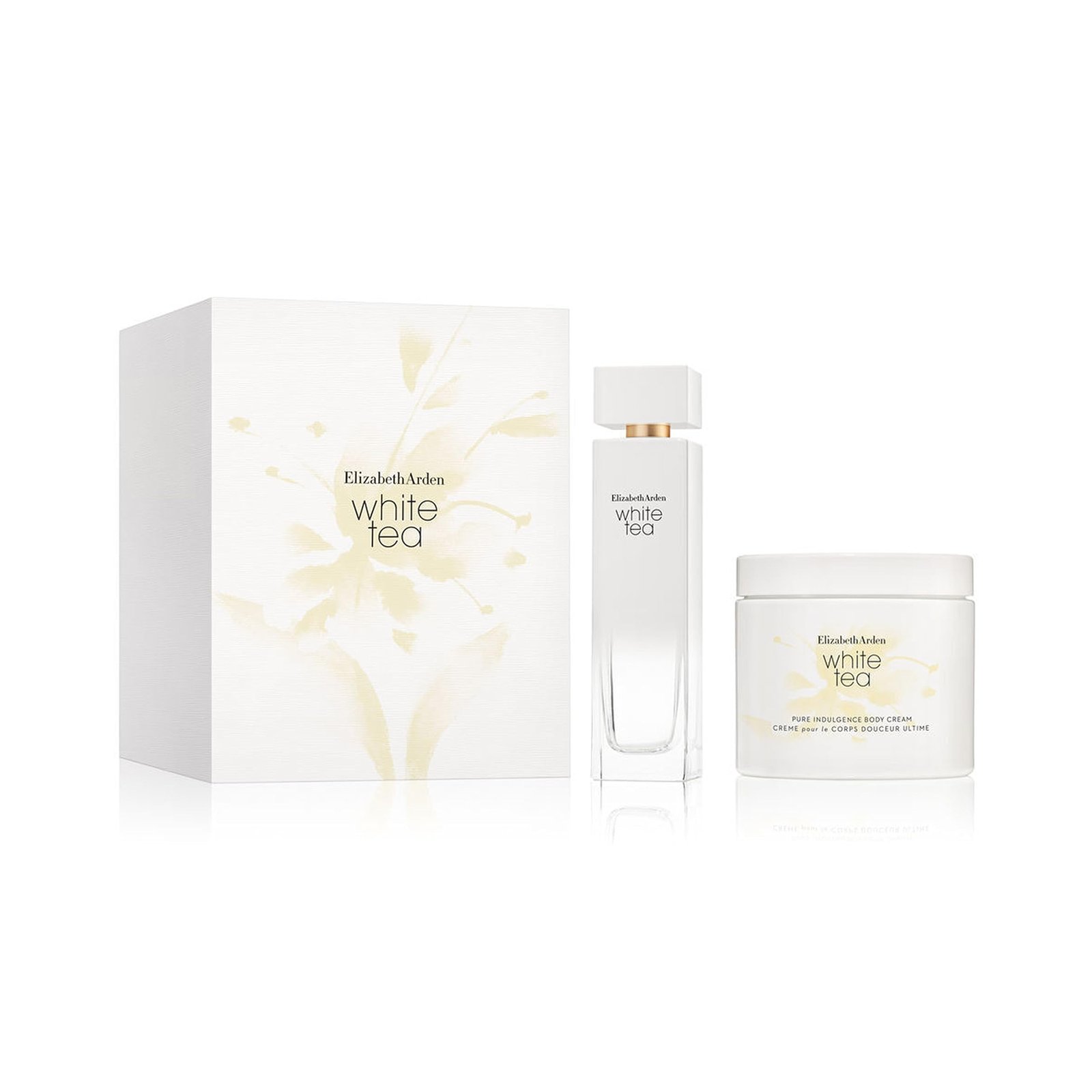 Elizabeth Arden White Tea Estuche Crema sobre fondo blanco