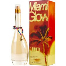 JLo Miami Glow Mujer EDT 100ml frasco de perfume sobre fondo blanco