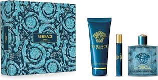 Versace Estuche Eros 100Ml EDT 3 Pzs en estuche sobre fondo blanco