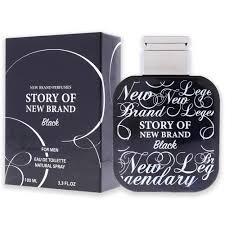 New Brand Story Of New Brand Black For Men EDT 100 ml en packshot sobre fondo blanco